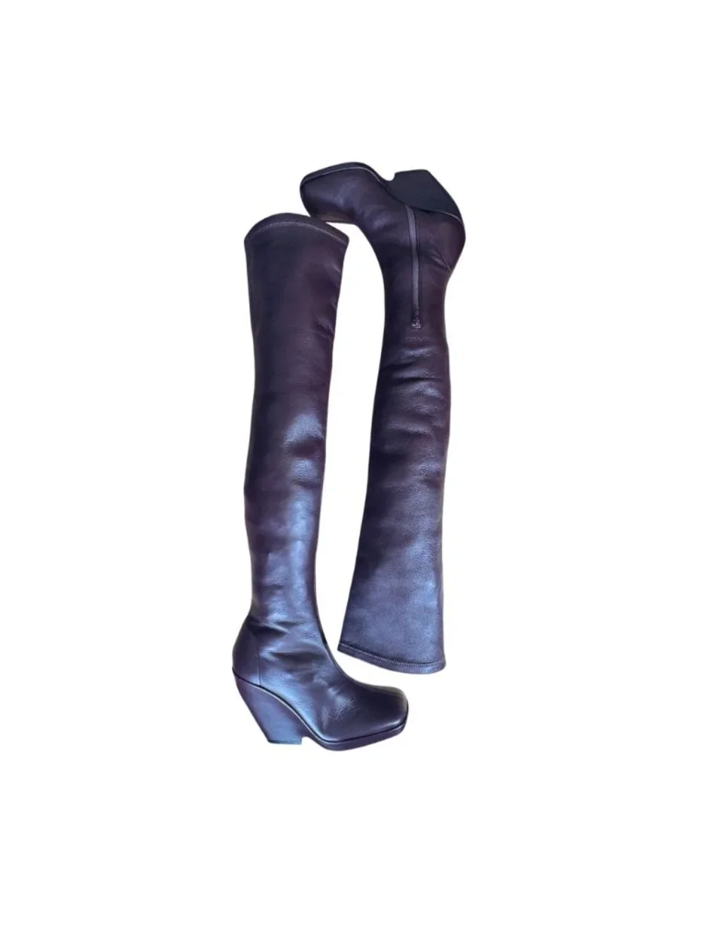 Khaite Morgan Over The Knee Boots Deep Wine Maroon Red Size 41